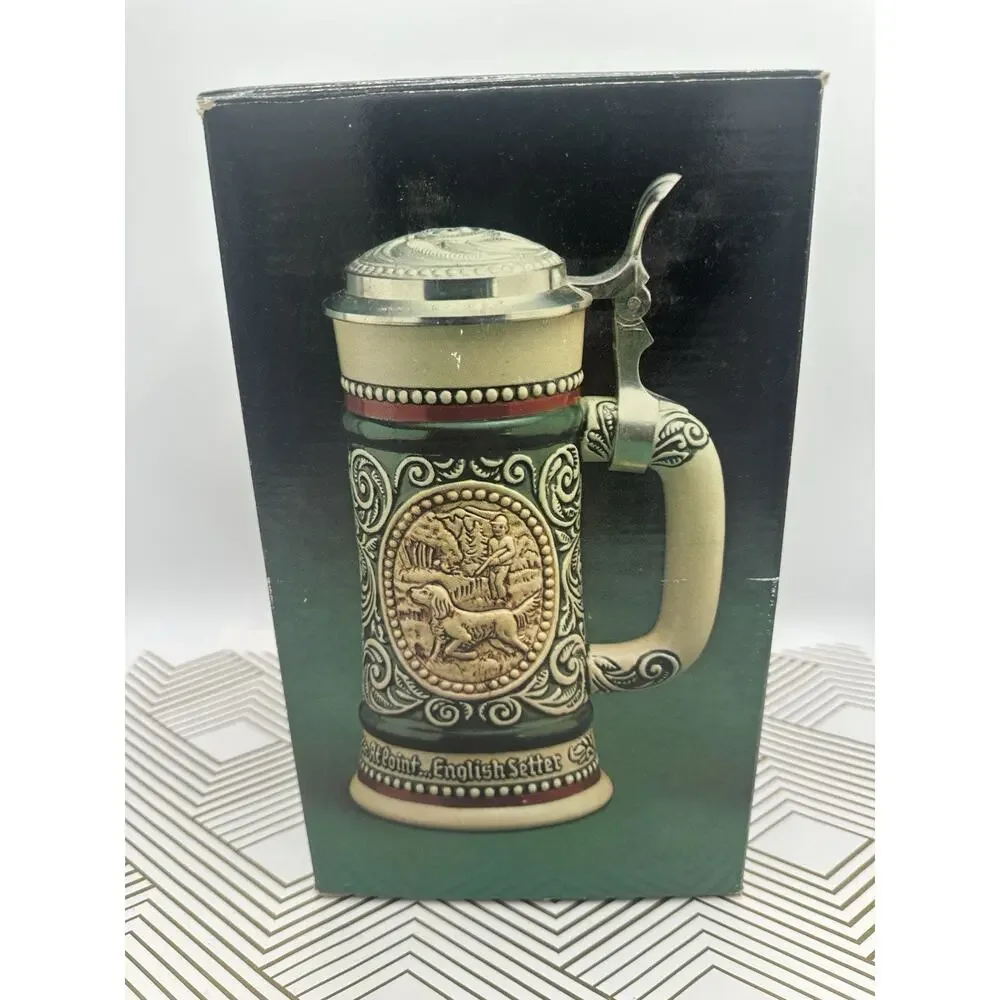 Vintage AVON Rainbow Trout English Setter 1978 Lidded Beer Stein Mug Brazil